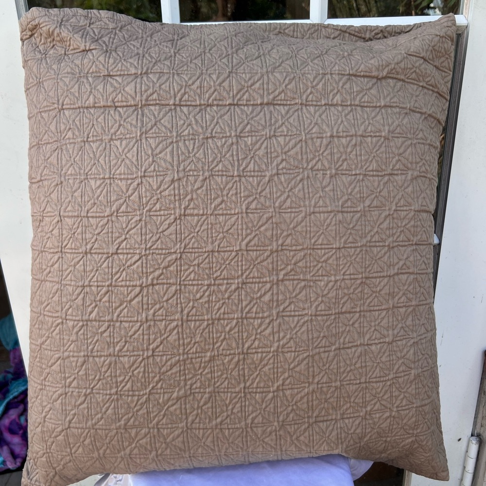 Calvin Klein Tan Quilted Pillow, new without tag
